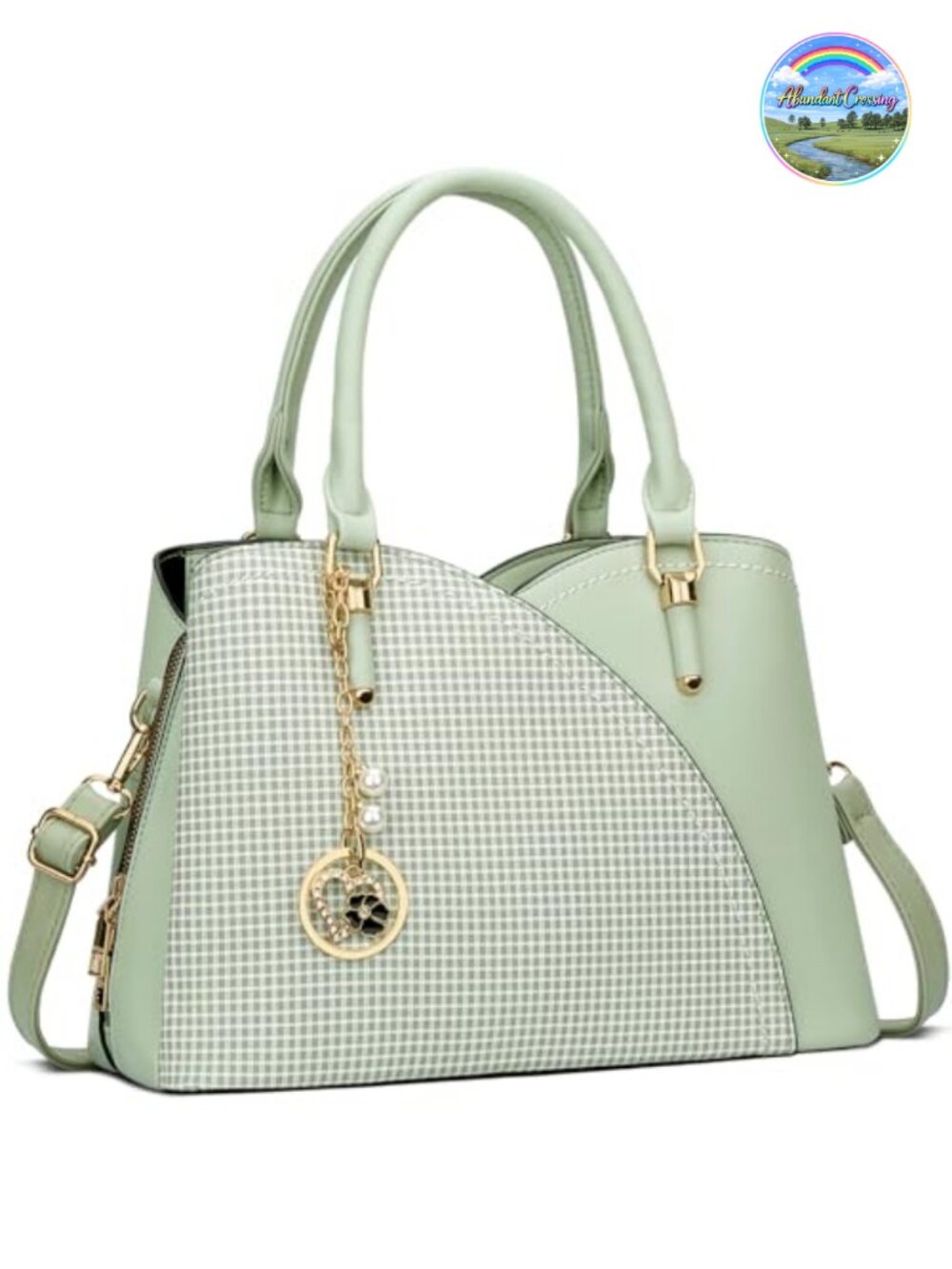 Vegan Leather Satchel Handbag Triple Compartment Crossbody